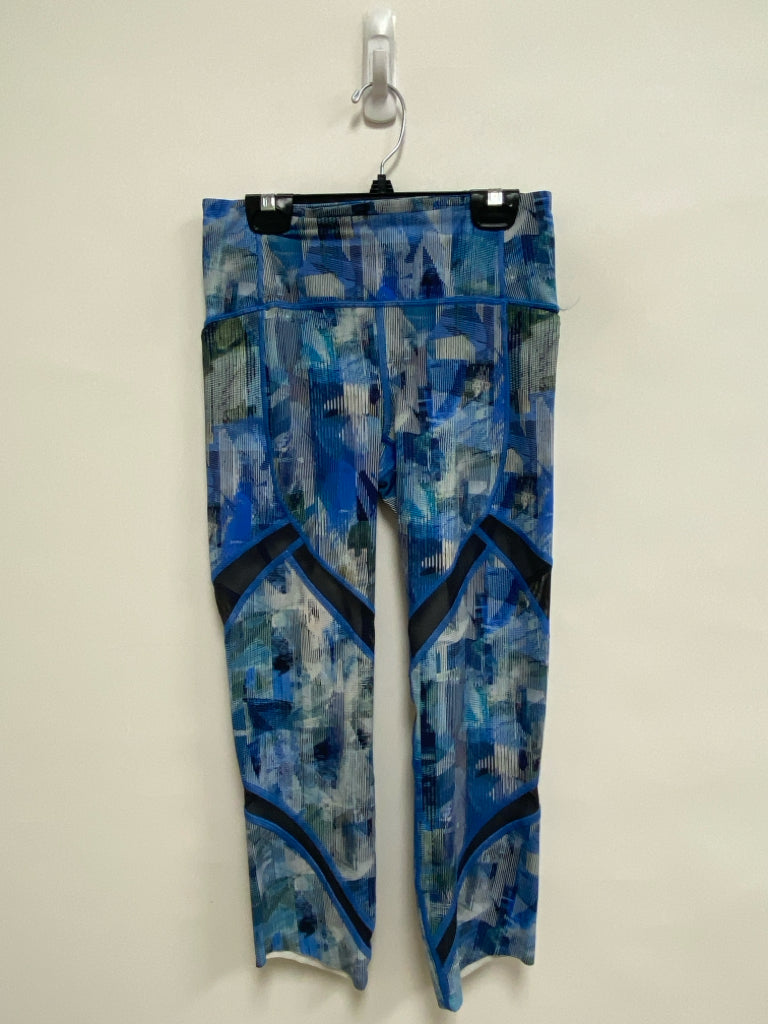 Lululemon Size 4 Blue/Gray Black Lines Athletic Leggings