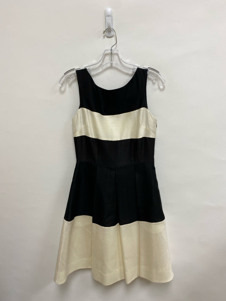 Kate Spade Size 2 Black Cream Striped Sleeveless Ladies Dress