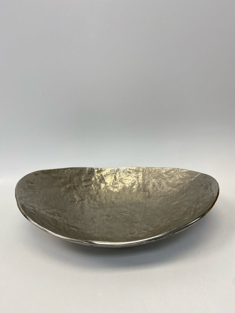 Silver Hammered Metal Decorative Bowl