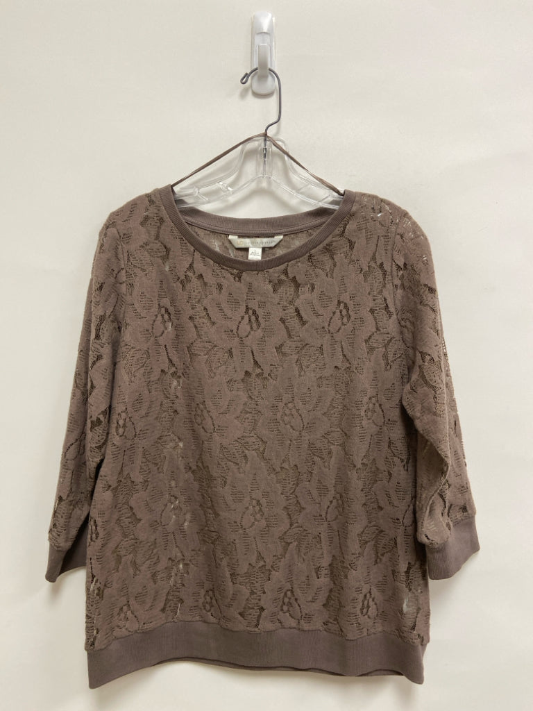Lauren Conrad Size L Mocha Lace 3/4 Sleeve Ladies Top
