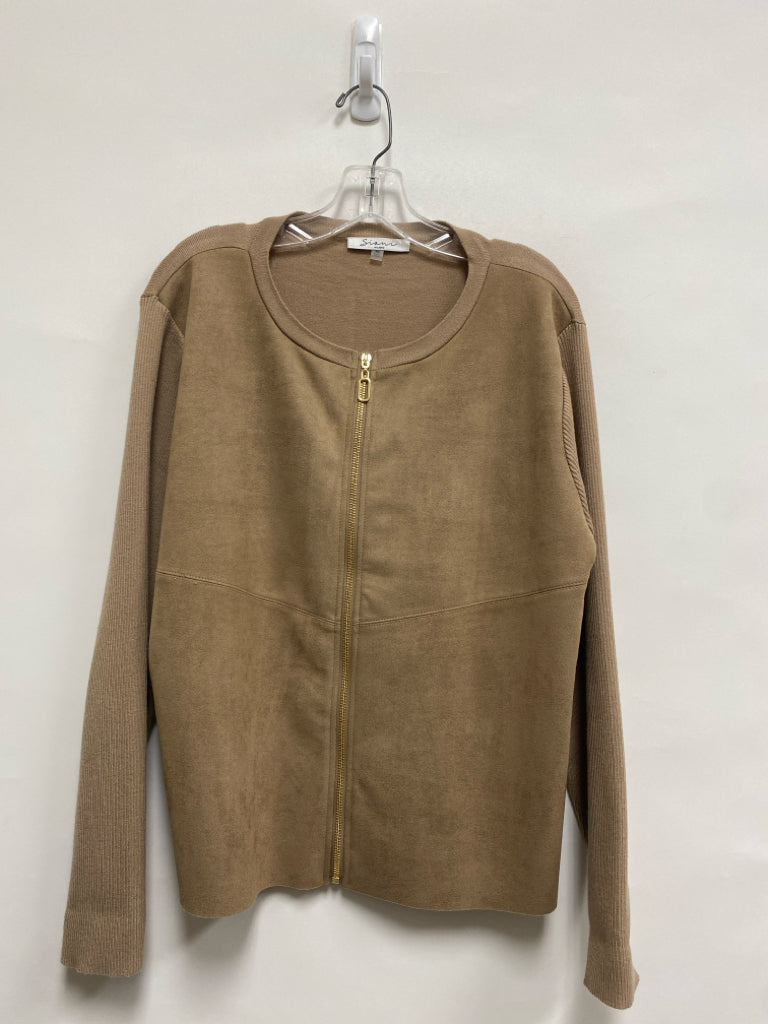 sioni Size XL Tan Zip Down Ladies Sweater
