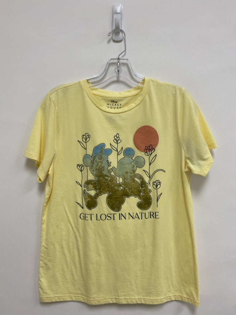 Disney Size M Pale Yellow Green/Blue Mickey Mouse Ladies Top