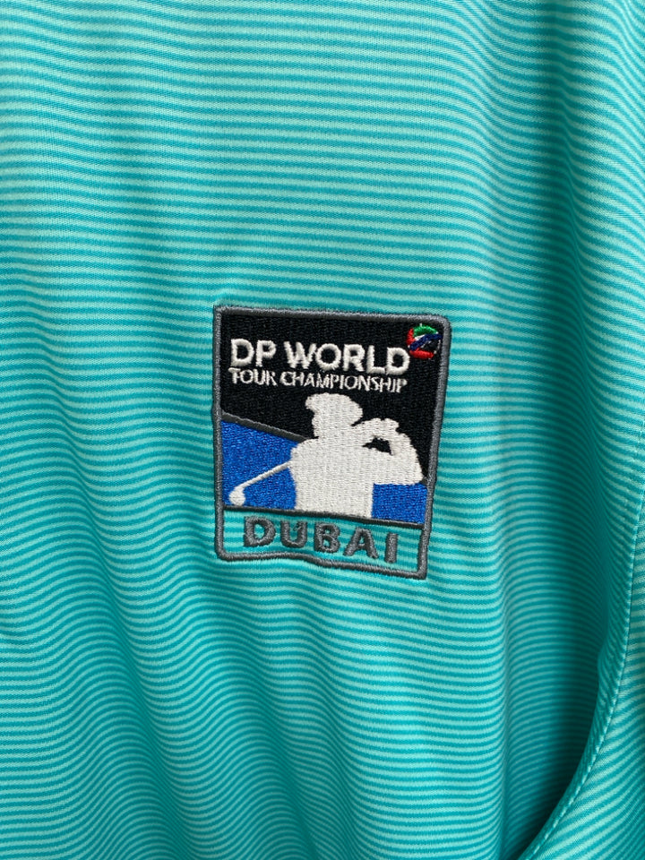 Greg Norman Size XXL Aqua Blue Striped Polo Men&