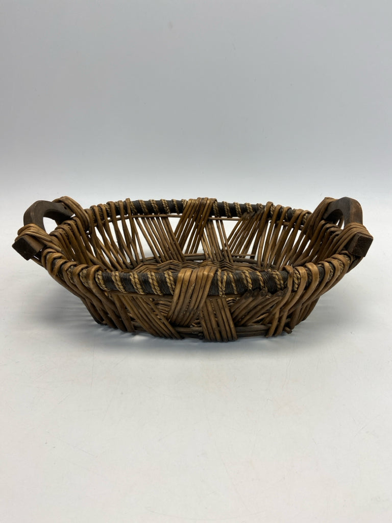 Brown Basketweave Wood Basket