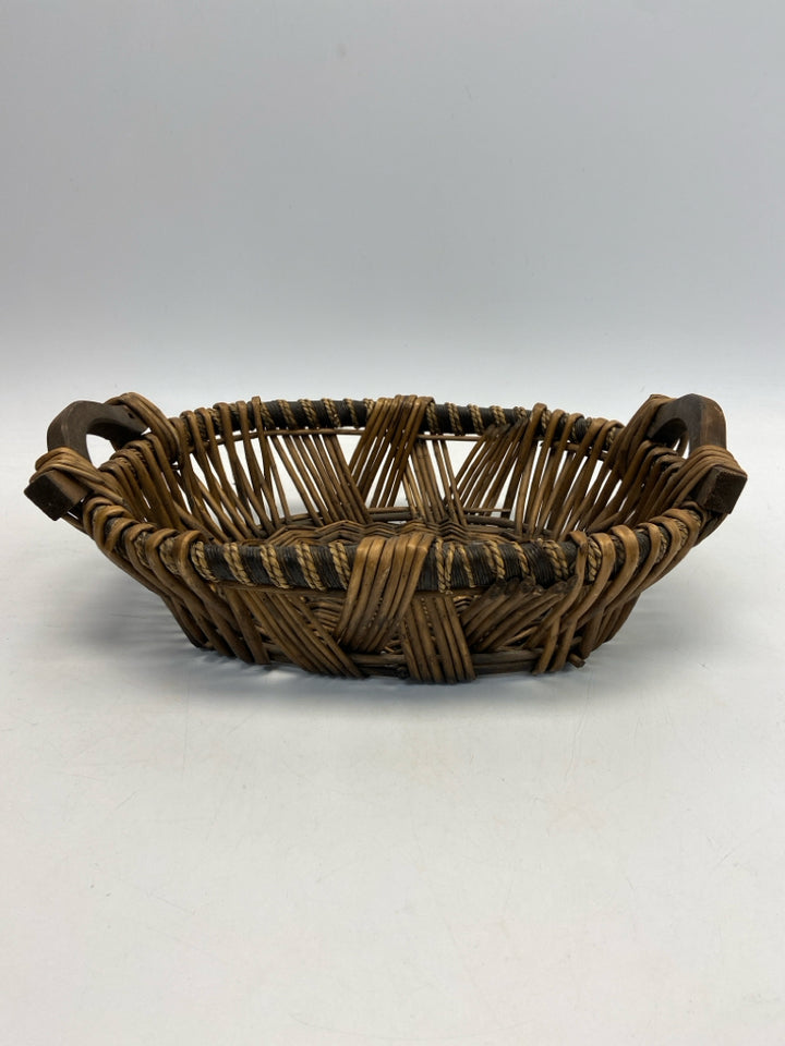 Brown Basketweave Wood Basket