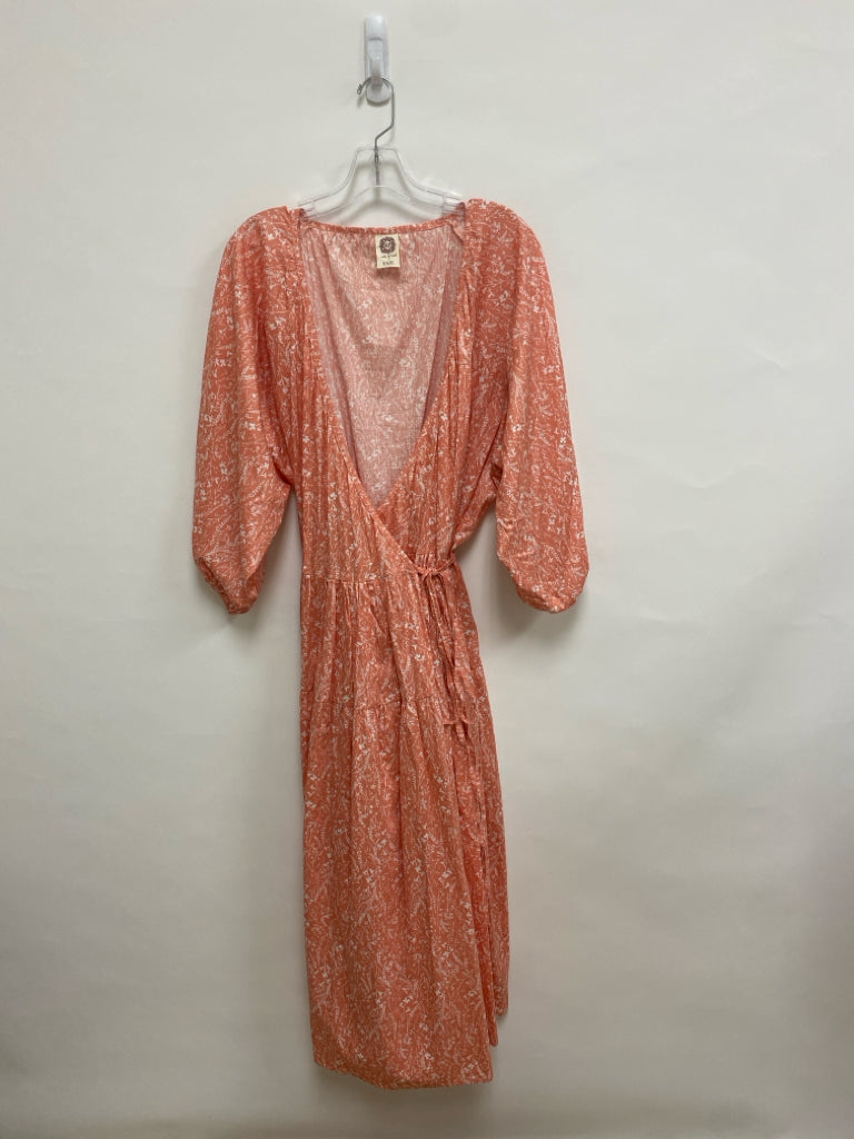 SIZE  XXXL Coral White Floral Wrap Plus Size Dress