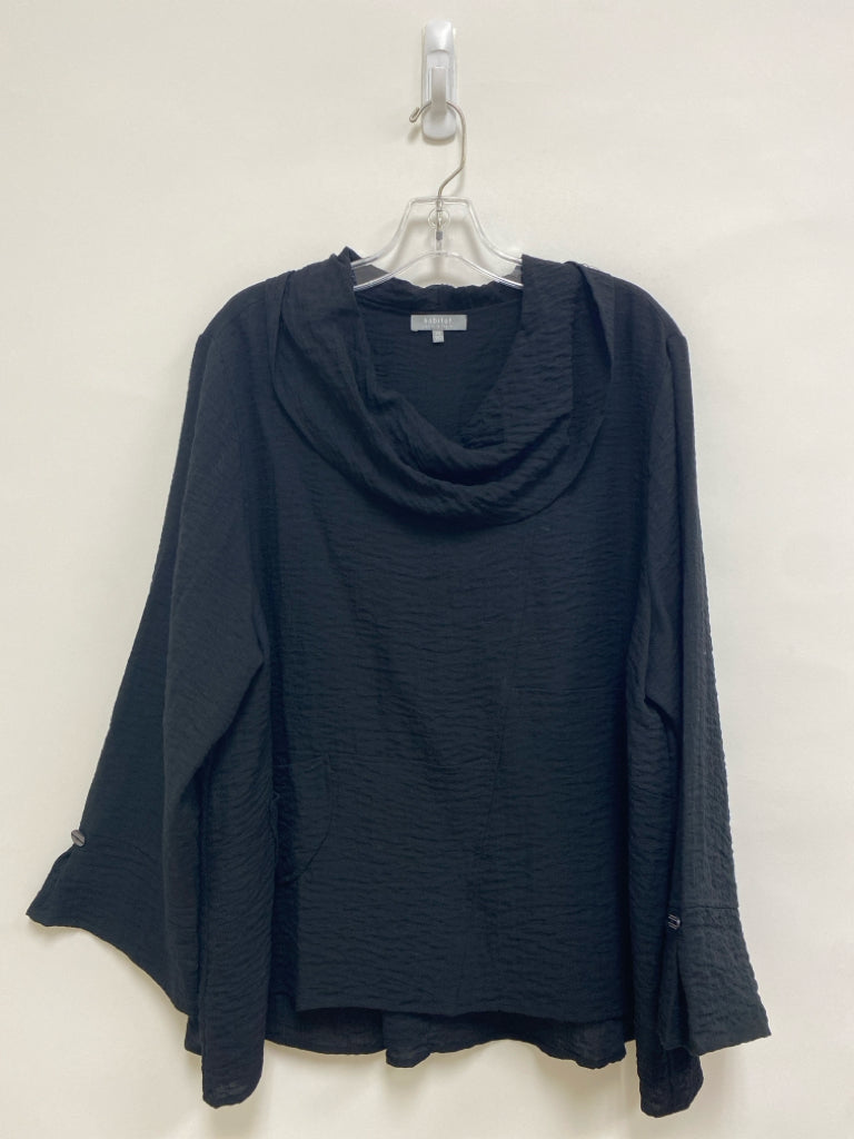 HabitaT  SIZE  XXL Black Texture Cowl Neck Plus Size Top