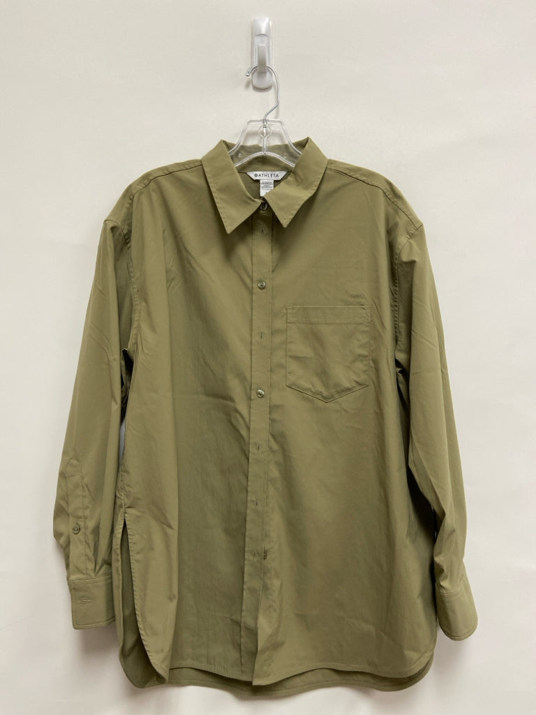 Athleta Size M Olive Green Button Up Ladies Top