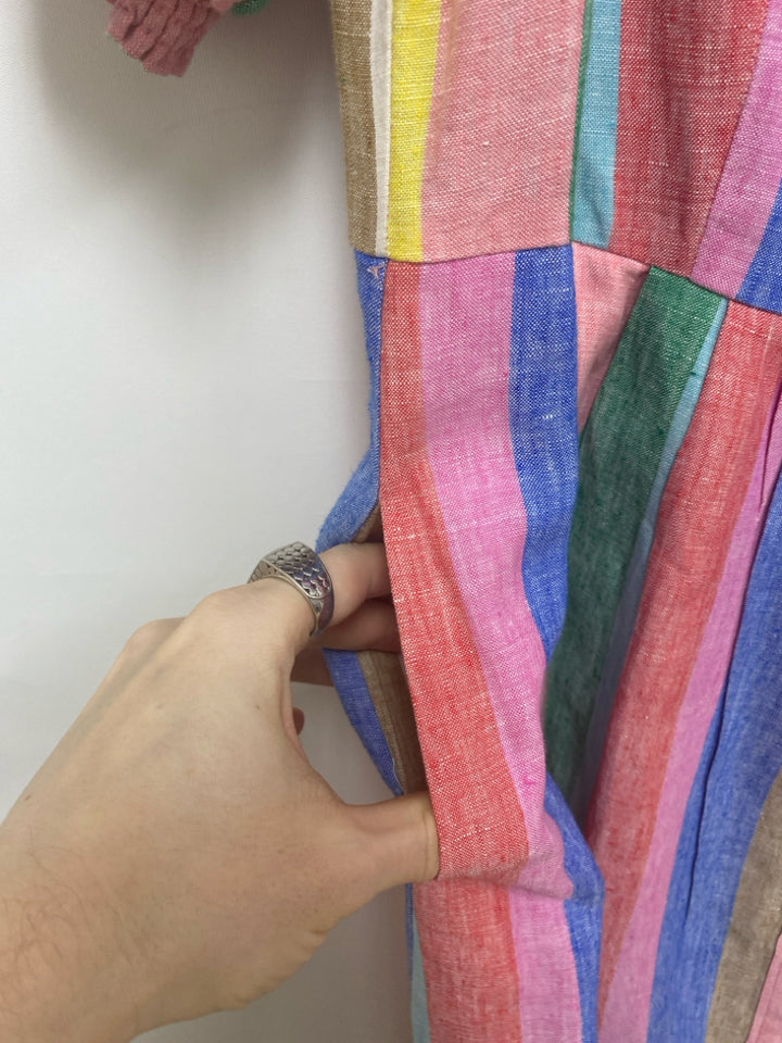Boden Size 10 Blue/Yellow White/Multi Striped Maxi Linen Ladies Dress