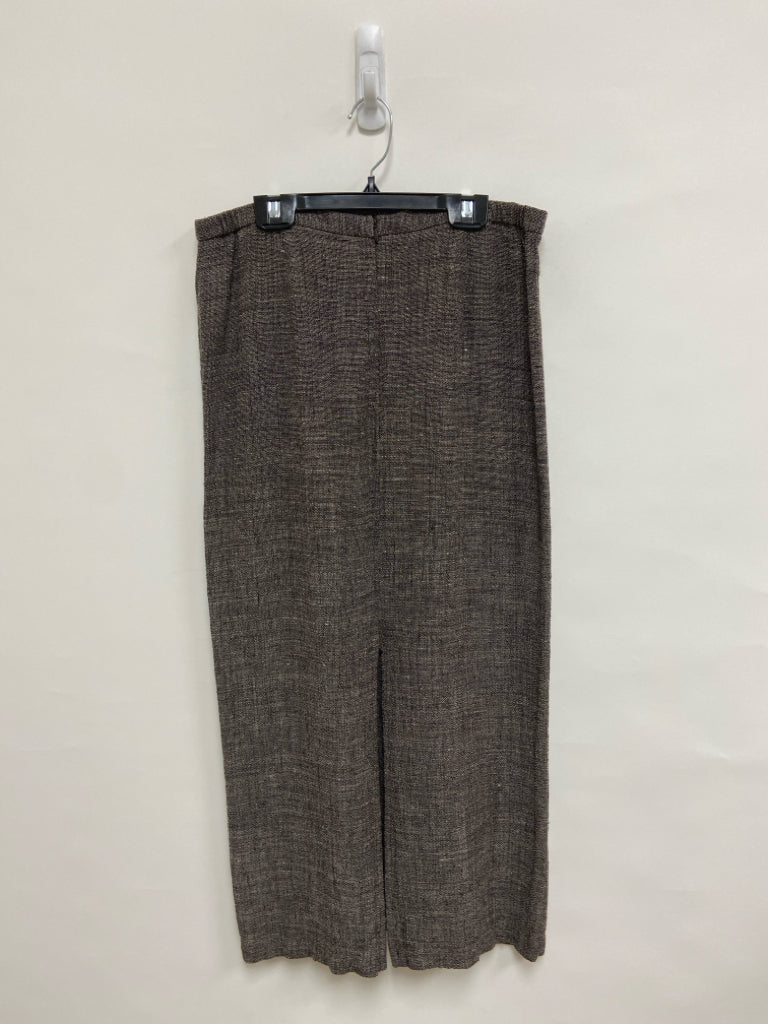 Eileen Fisher Size M Brown/Cream Mottled Linen Blend Ladies Skirt
