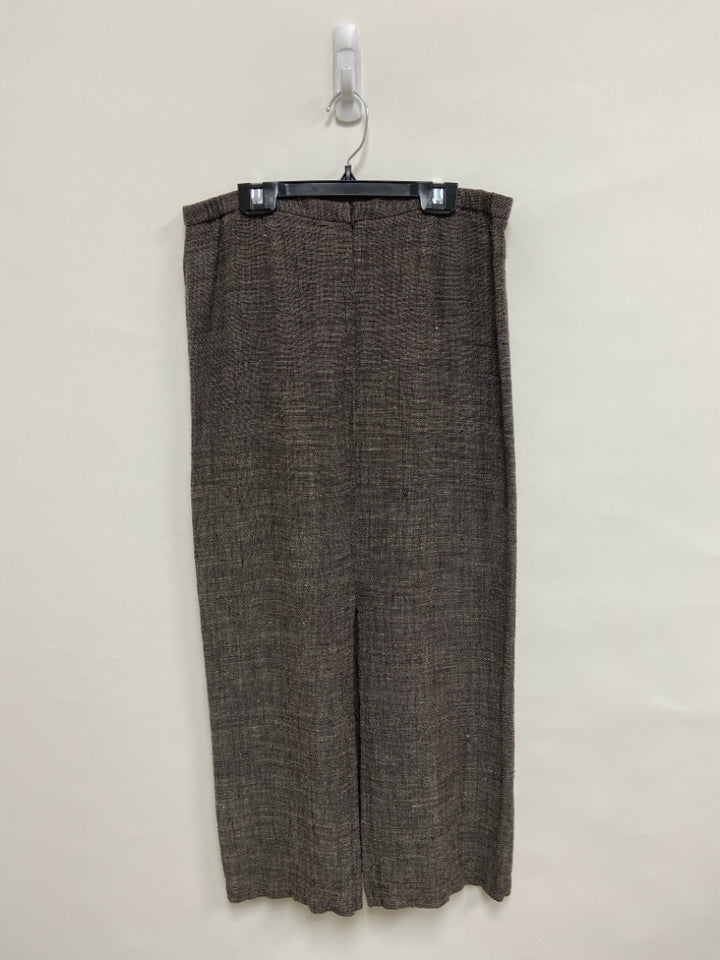 Eileen Fisher Size M Brown/Cream Mottled Linen Blend Ladies Skirt