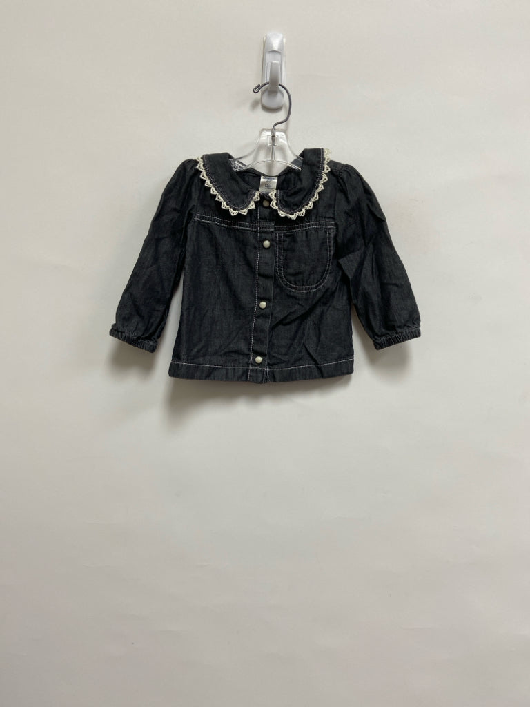 Osh Kosh SIZE 12M Charcoal Trimmed Crochet Girl&