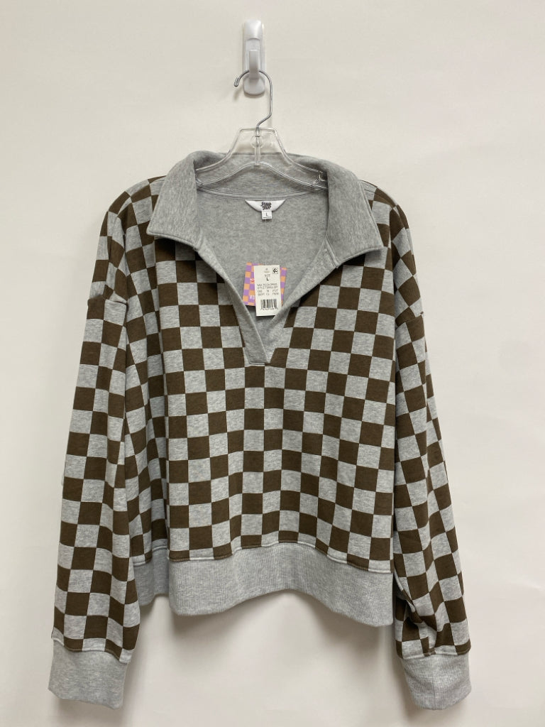 NWT Size L Gray Brown Checkered Ladies Jacket