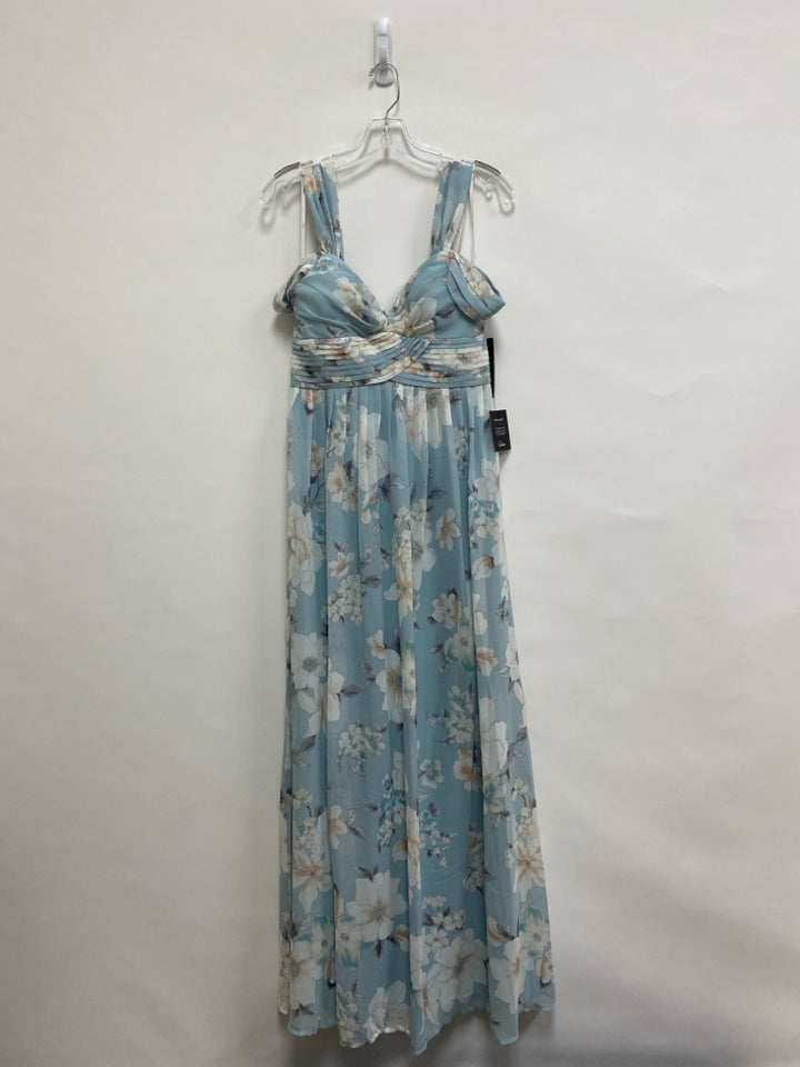 NWT LuLus Size S Powder Blue Cream/Gray Flowers Maxi Ladies Dress