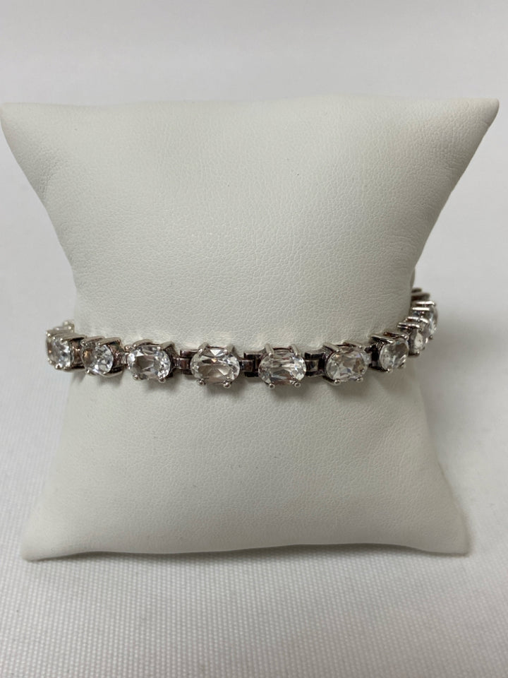 Silver Clear Jeweled Bracelet