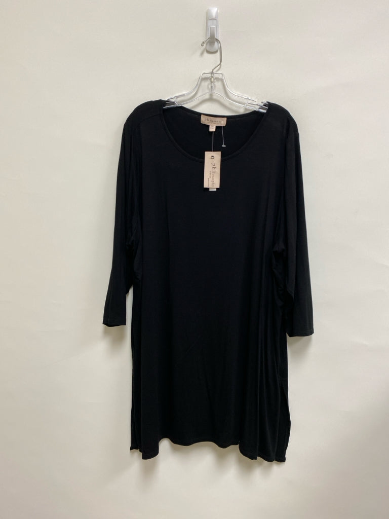 NWT philosophy Size 3X Black 3/4 Sleeve Plus Size Top