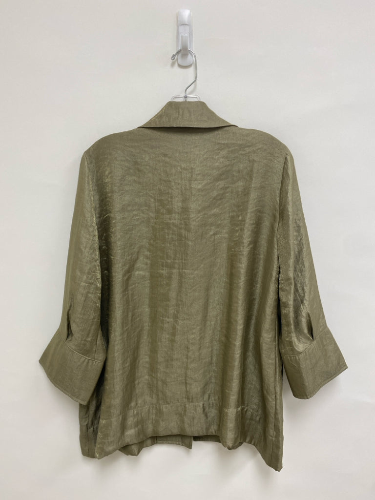 Ali Miles Size S Sage Shimmery Button Up Ladies Top