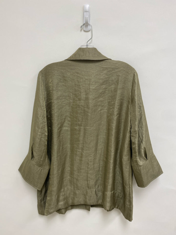 Ali Miles Size S Sage Shimmery Button Up Ladies Top