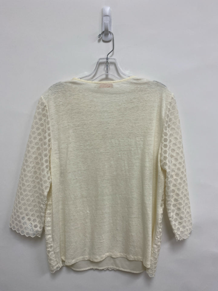 Tory Burch Size L Ivory Honeycomb 3/4 Sleeve Ladies Top