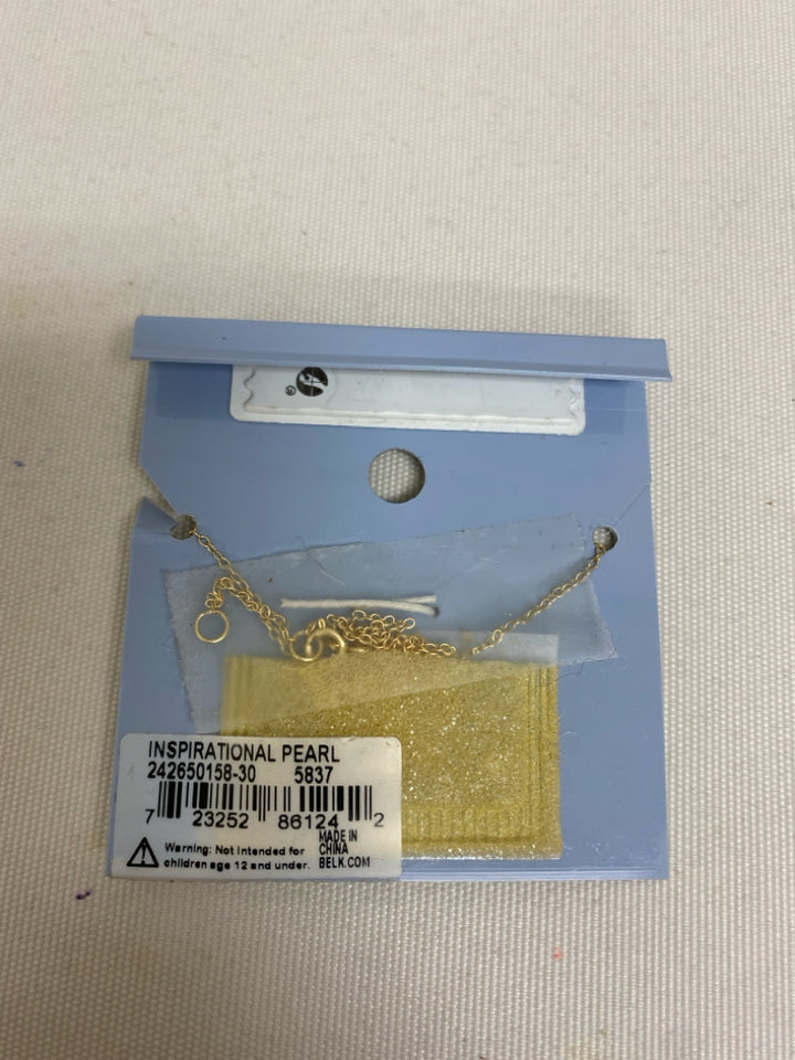 NWT Gold Color Clear Cross Necklace