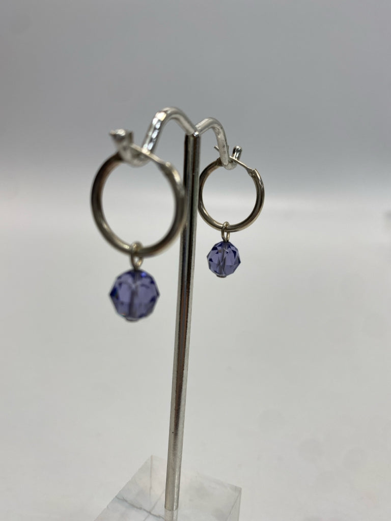 Sterling Silver 5/8" Faceted Amethyst  Dangle  Earrings