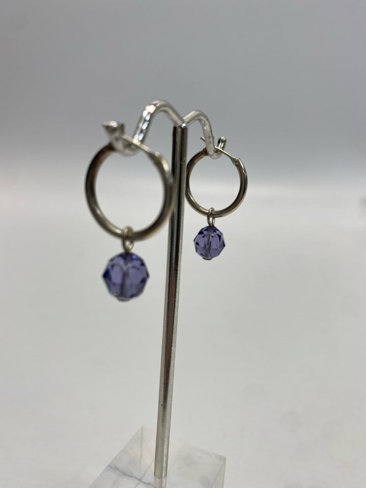 Sterling Silver 5/8" Faceted Amethyst  Dangle  Earrings