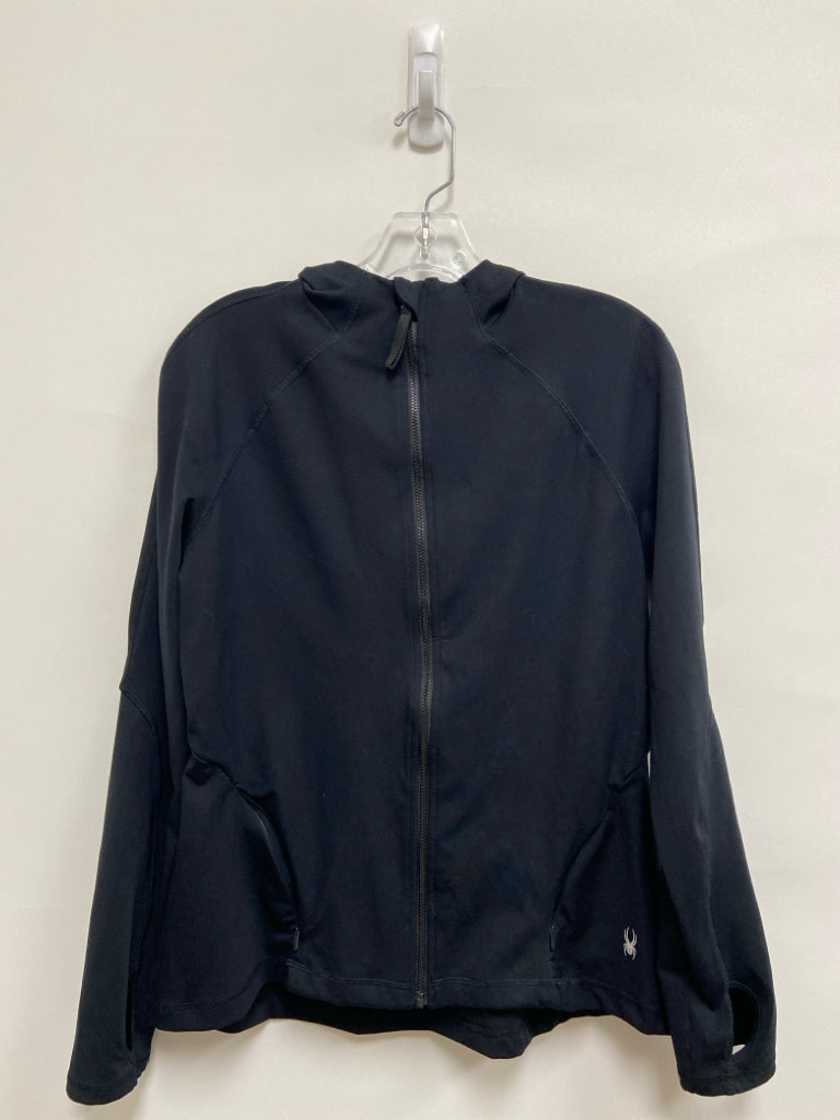 Spyder Size M Black Hooded Zip Down Athletic Jacket