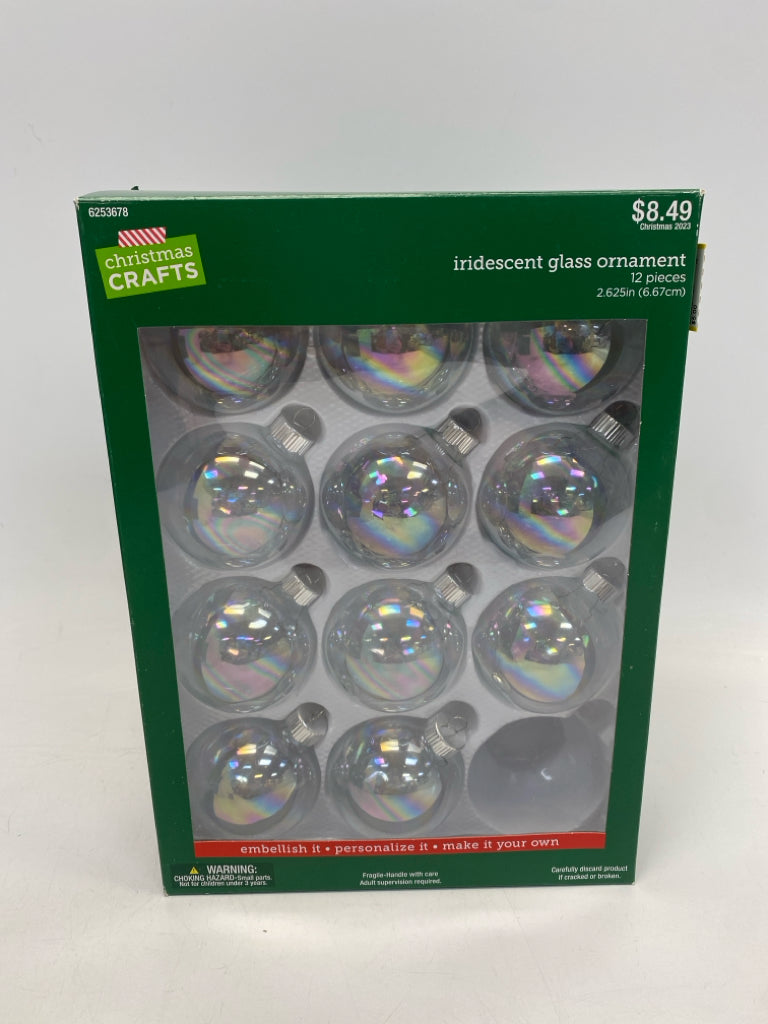 Clear Iridescent Glass Ornaments