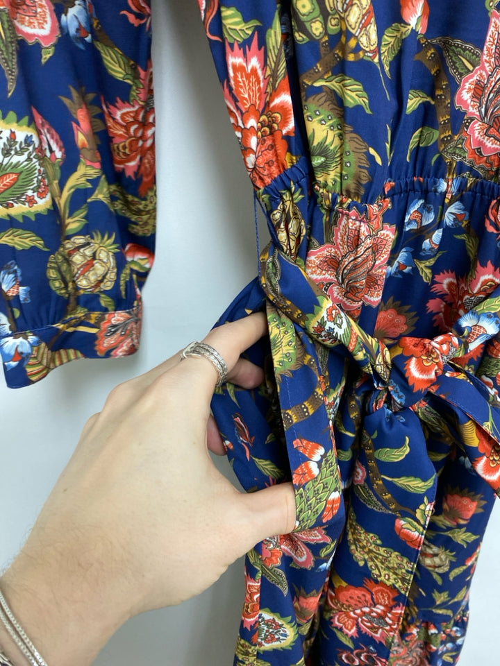 J McLaughlin Size S Navy Green/Coral Floral Ladies Dress