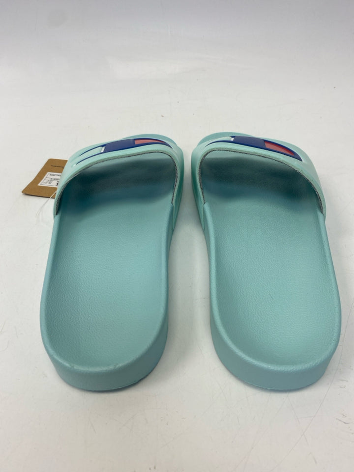 NWT Champion  Size 9 Aqua Blue/Red Logo Sandals