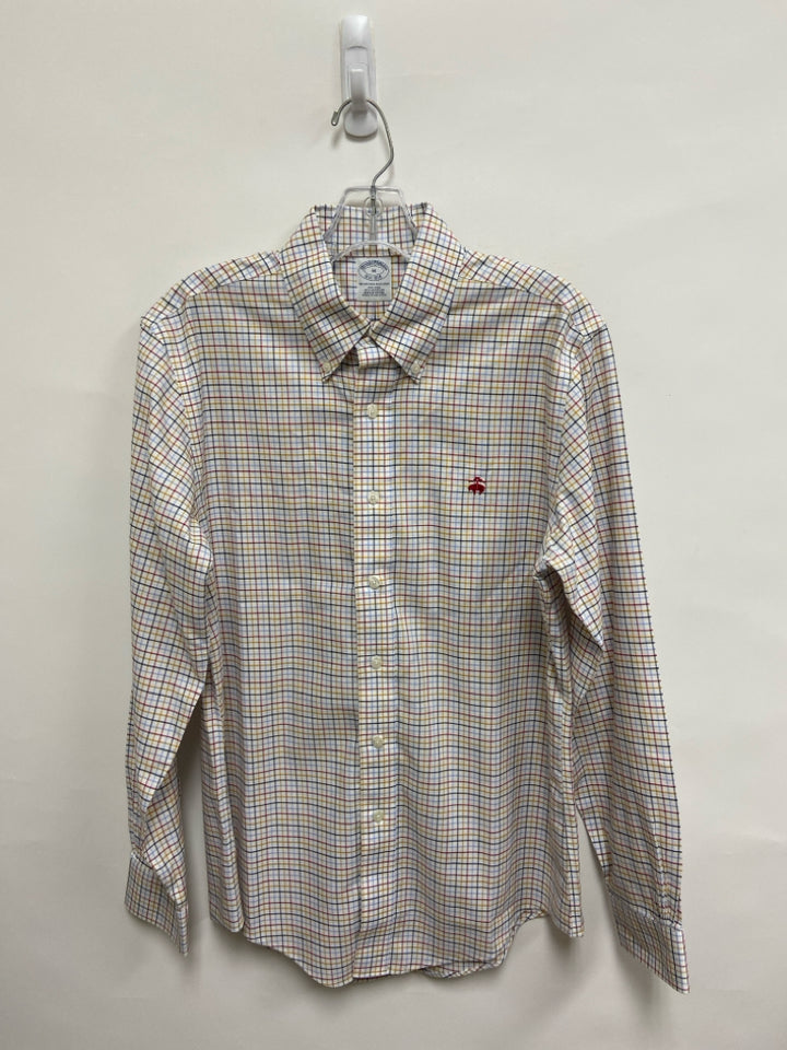 Brooks Brothers Size M White Multi Color Checkered Men&