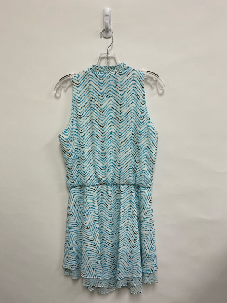 Wht House/Blk Mkt Size S White/Cream Turquoise Zig Zag Sleeveless Ladies Dress