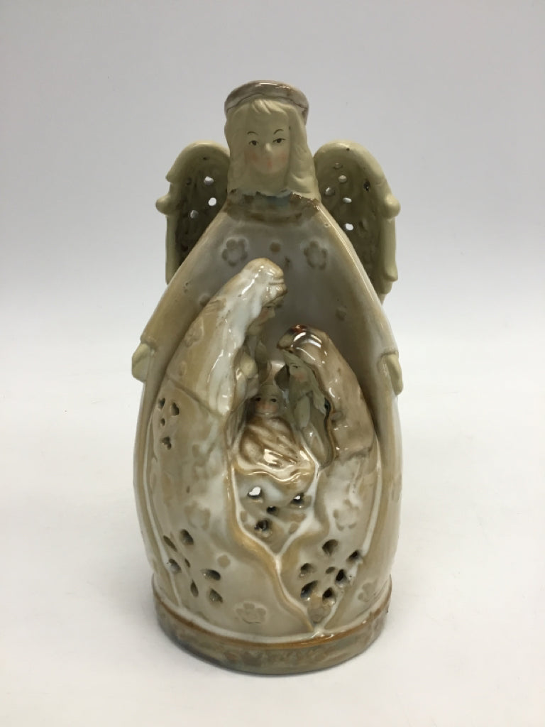 Tan Cream Holy Family Ceramic Christmas