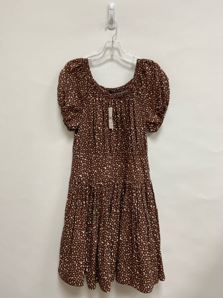 NWT J Crew Size 8 White Brown Flowers Puff Sleeve Ladies Dress