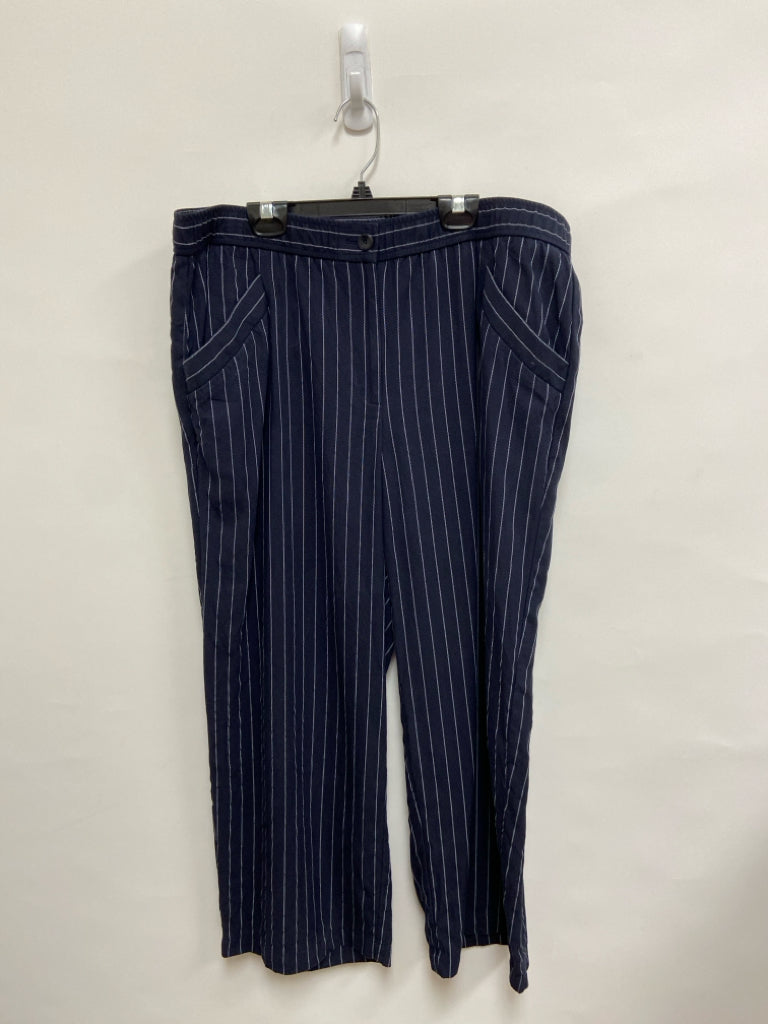 Eileen Fisher Size L Navy White Pinstripe Ladies Pants