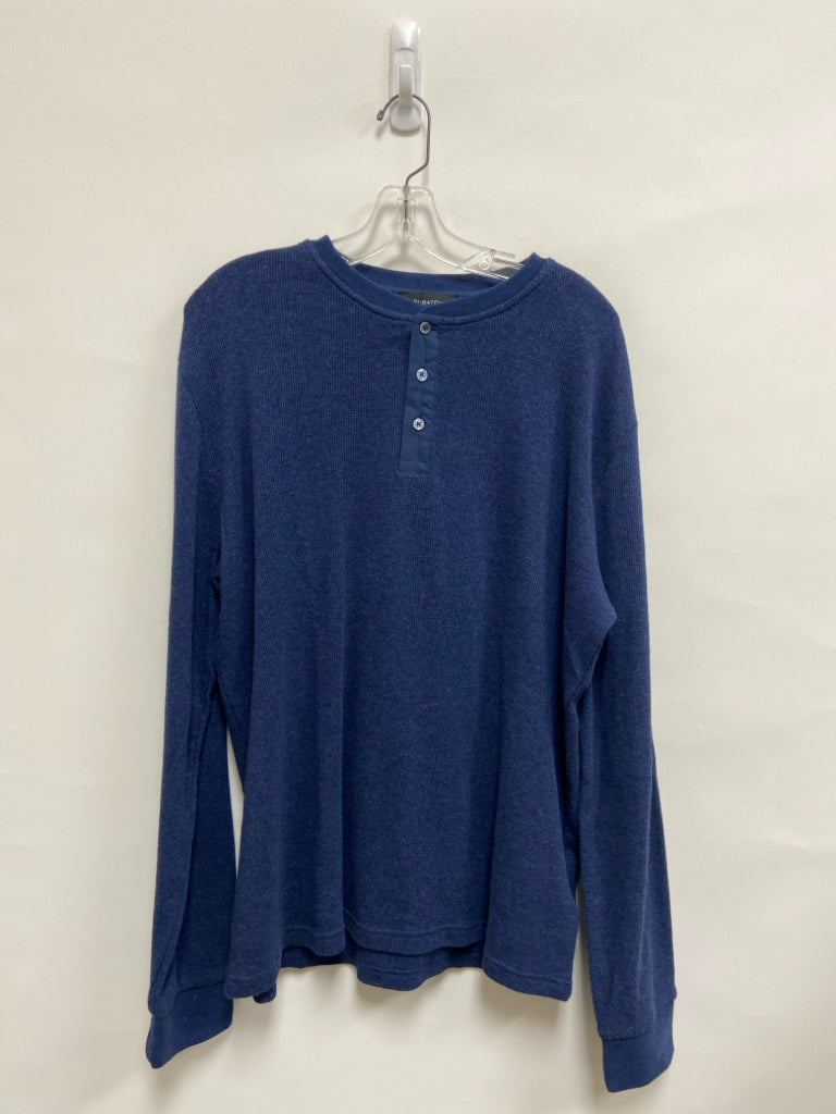 Bugatchi Size L Dark Blue Quarter Button Men&