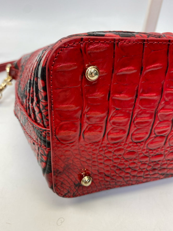 Brahmin Red Black Snakeprint Leather Handbag