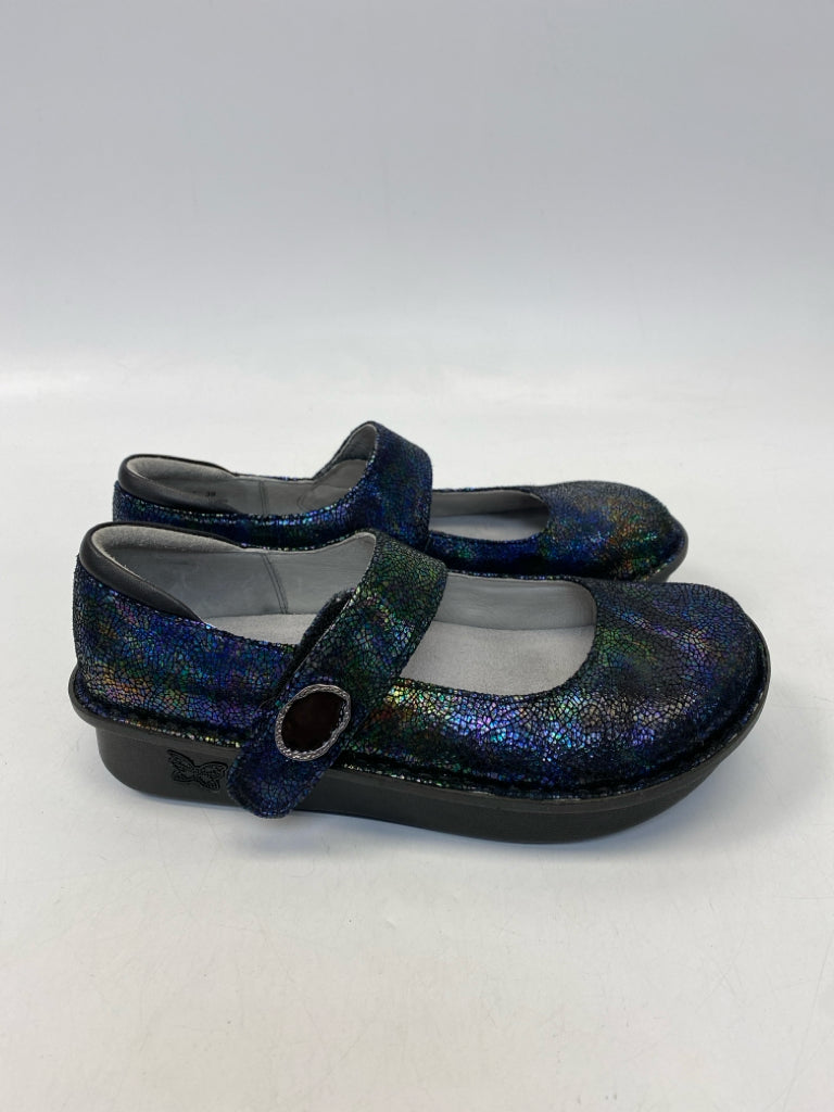 Alegria EU Shoe Size 38 Blue Iridescent Clogs