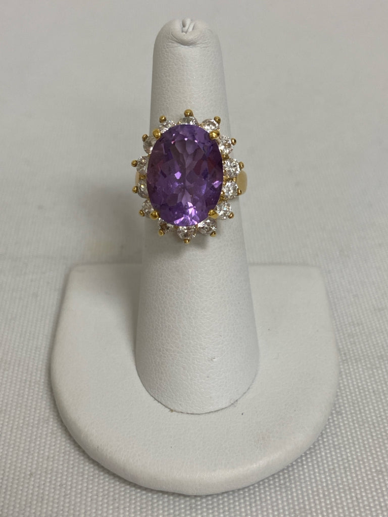 Gold Color Purple Jeweled Ring