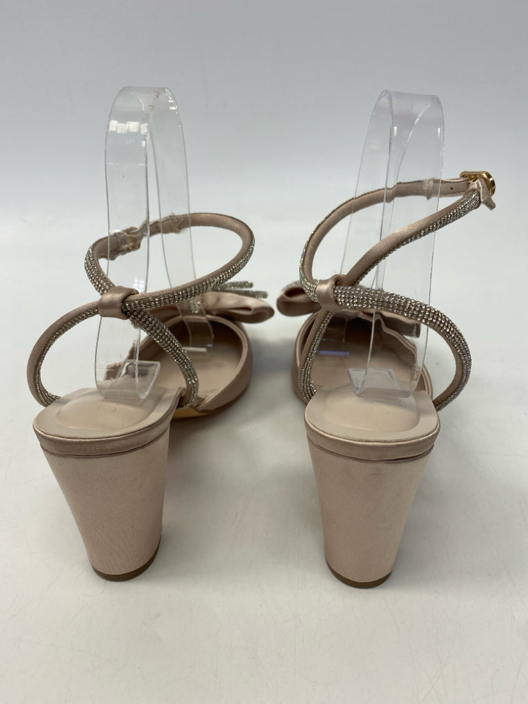 NWOT  Size 8.5 Champagne Clear Rhinestone(s) Satin Sandals