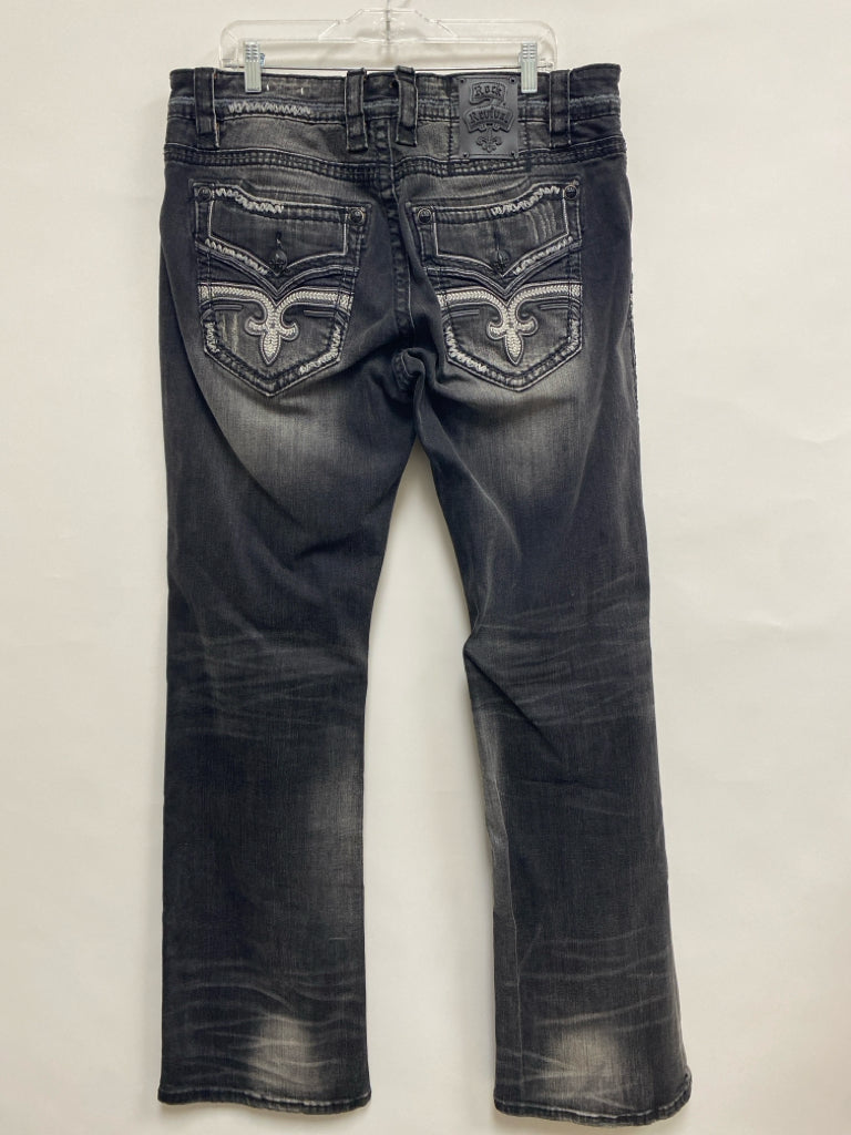 Rock Revival Size 36 Faded Black Embroidered Men&