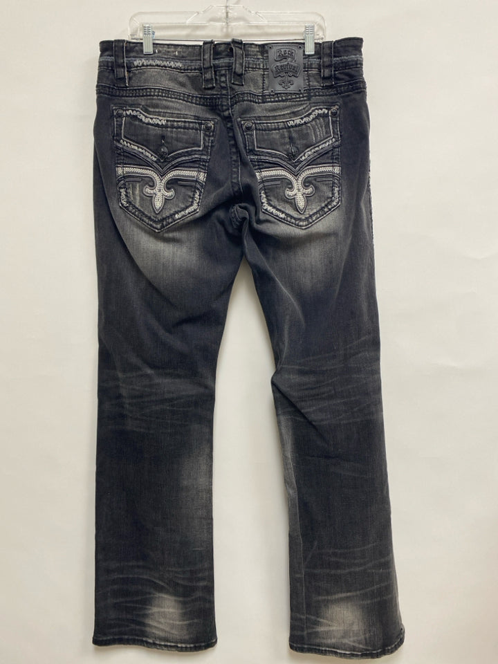 Rock Revival Size 36 Faded Black Embroidered Men&