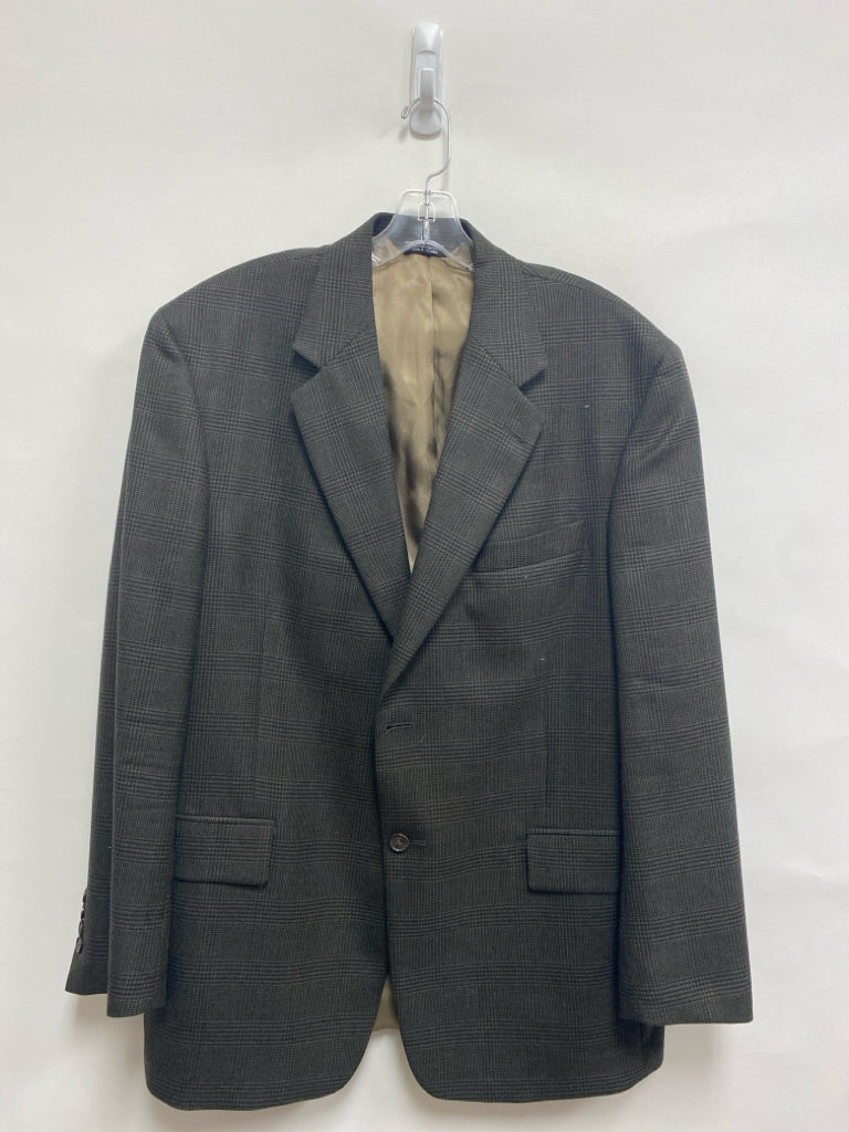 Evan Picone Size 41R Dark Olive Multi Color Plaid Wool Men&