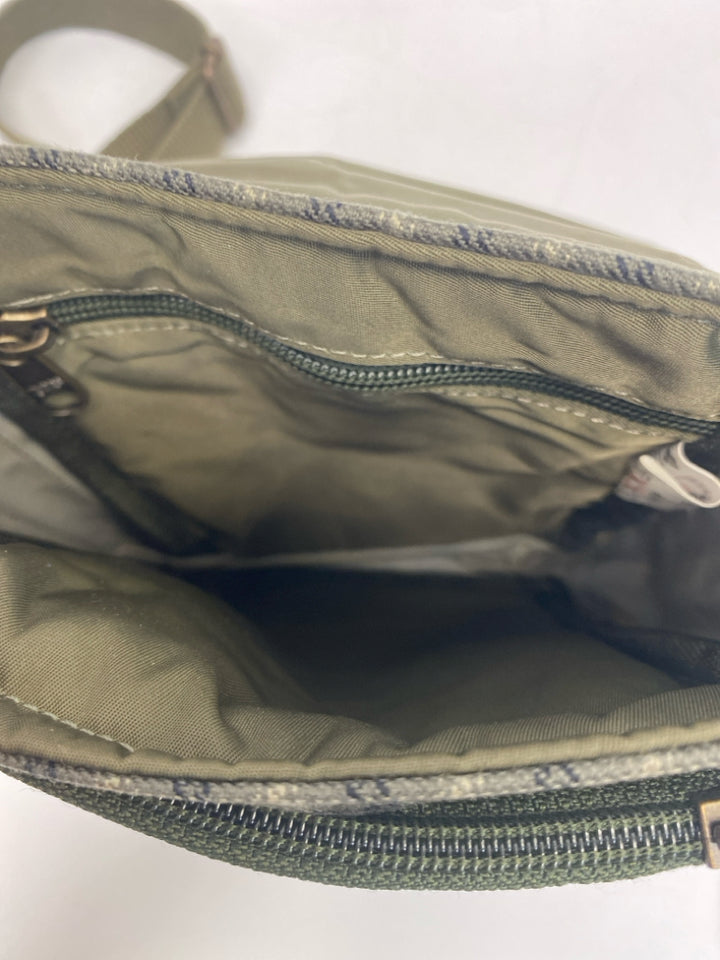 Columbia Olive Tan/Blk Plaid Fabric Crossbody