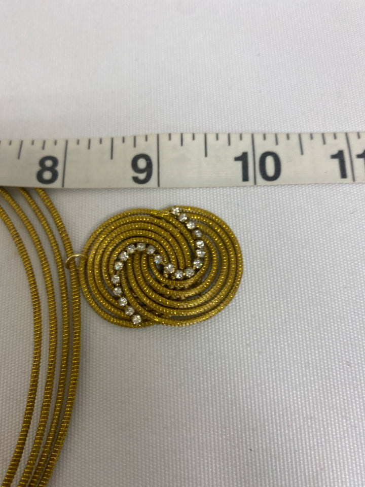 NWT Gold Color Clear Swirl Necklace