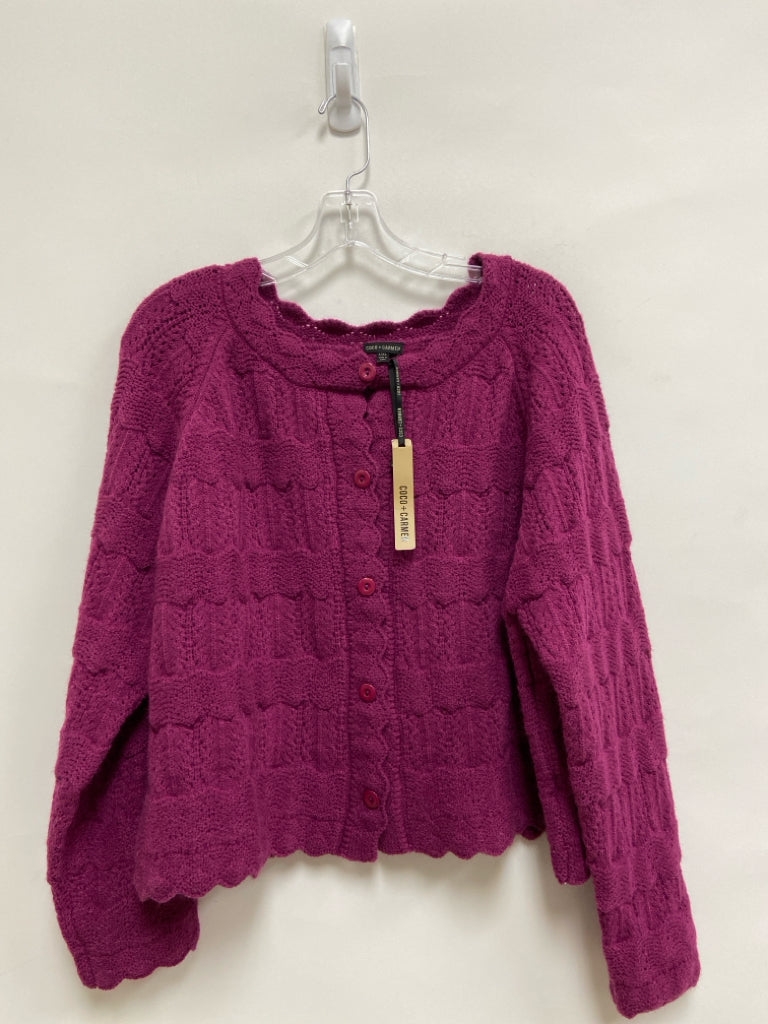 NWT coco+carmen Size L Magenta Cardigan Ladies Sweater