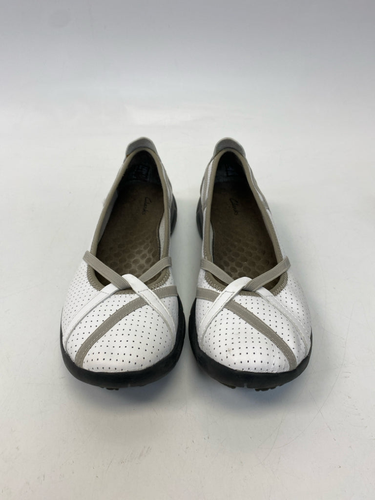 Clarks  Size 8 White Gray Perforated Flats