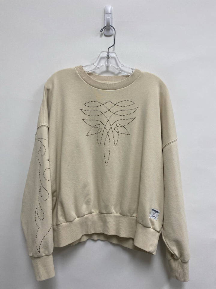 Wrangler Size S Cream Print Batwing Ladies Sweatshirt