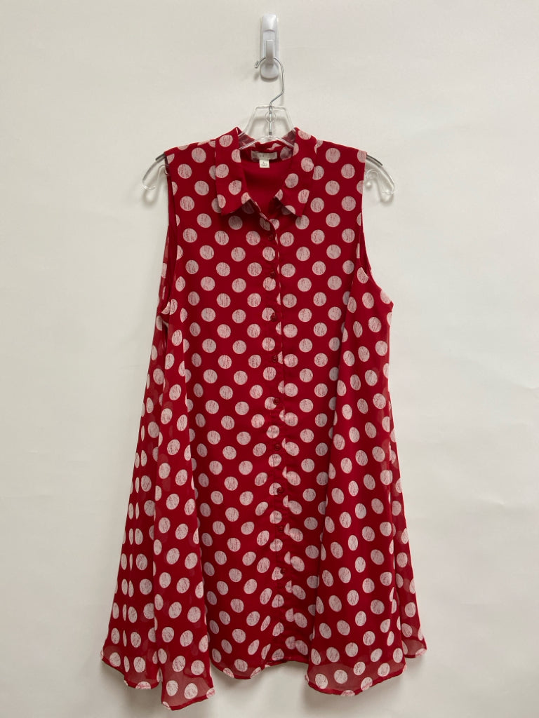 CATO Size L Red White Polka Dot Sleeveless Ladies Dress