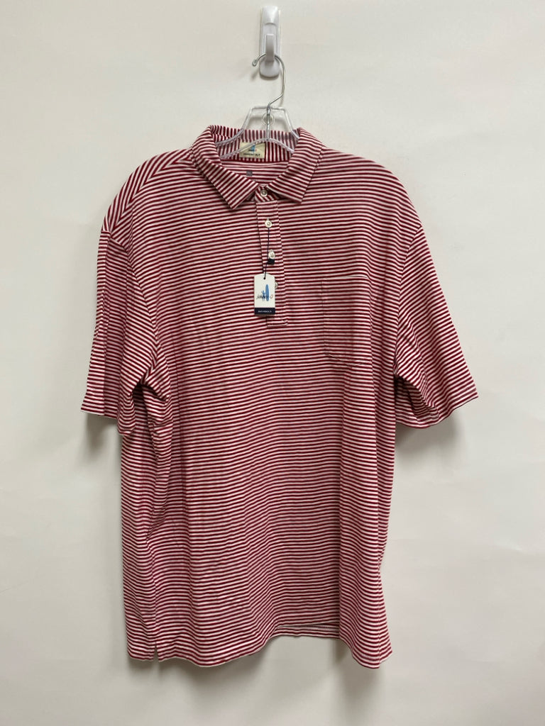 NWT johnnie-o Size XL Red White Striped Polo Men&